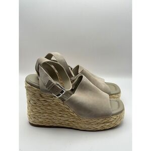 Marc Fisher LTD Nelly Suede Espadrille Wedge Sandals Ankle Strap Size‎ 9.5